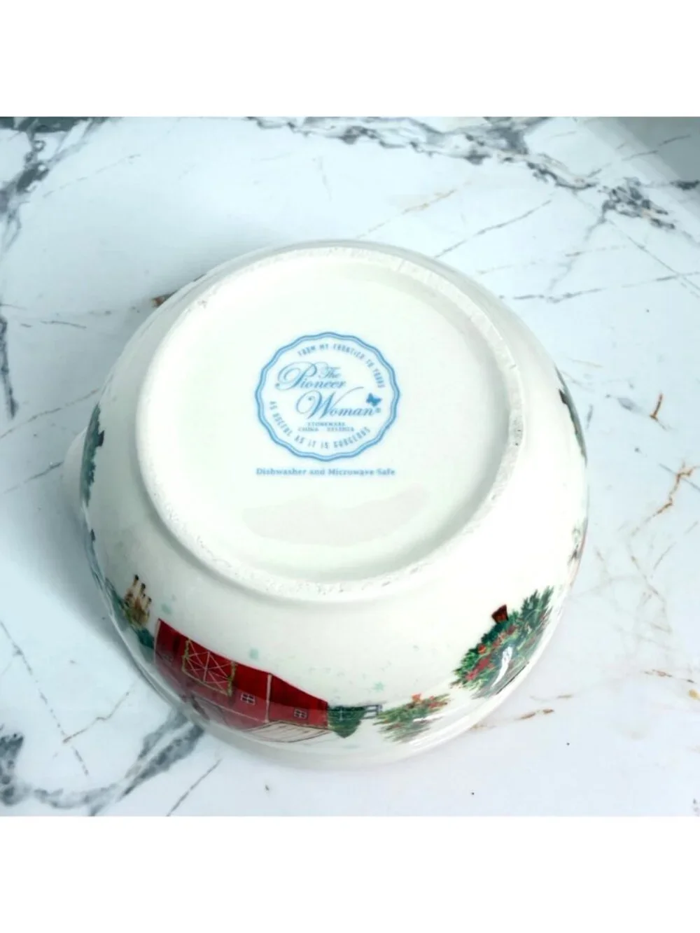 Pioneer Woman Wishful Winter Christmas Ceramic Mixing Bowl with Spout, small